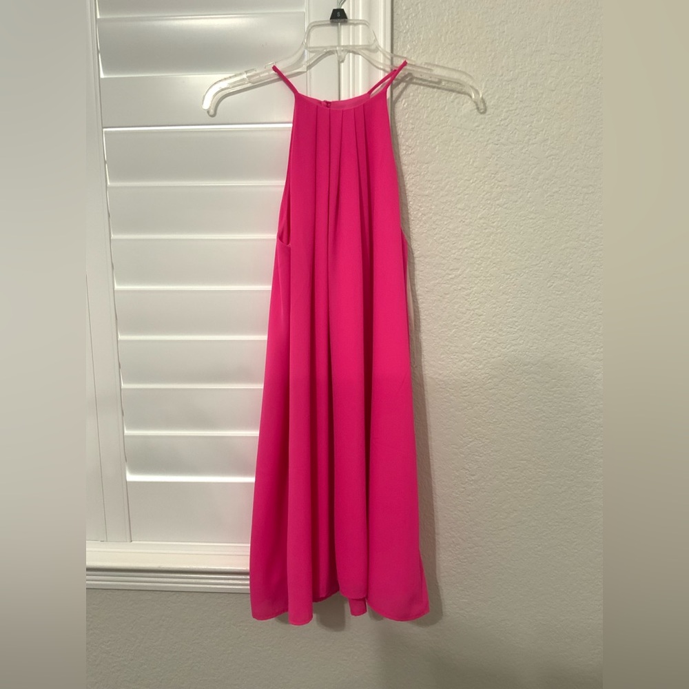 everly hot pink sleeveless dress with keyhole back opening